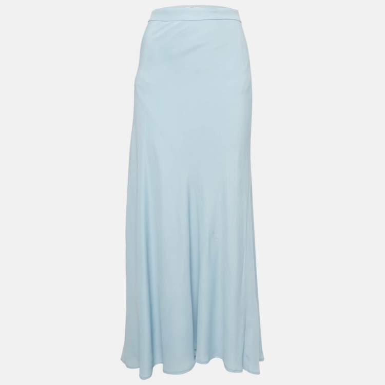 Pre Owned Moschino Cheap and Chic Blue Chiffon Maxi Skirt L
