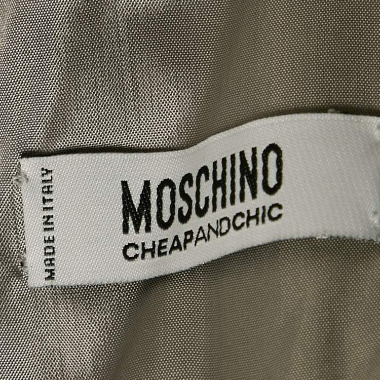 Pre Owned Moschino Cheap and Chic Grey Lace Trim Lurex Pleated Short Dress L