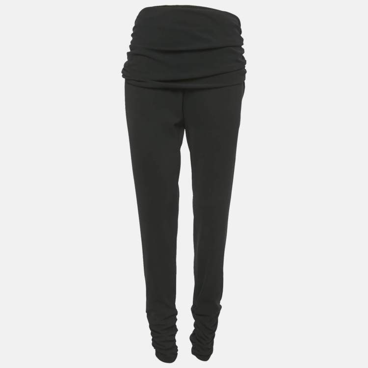 Pre Owned Moschino Cheap and Chic Black Crepe Ruche Detail Trousers XL