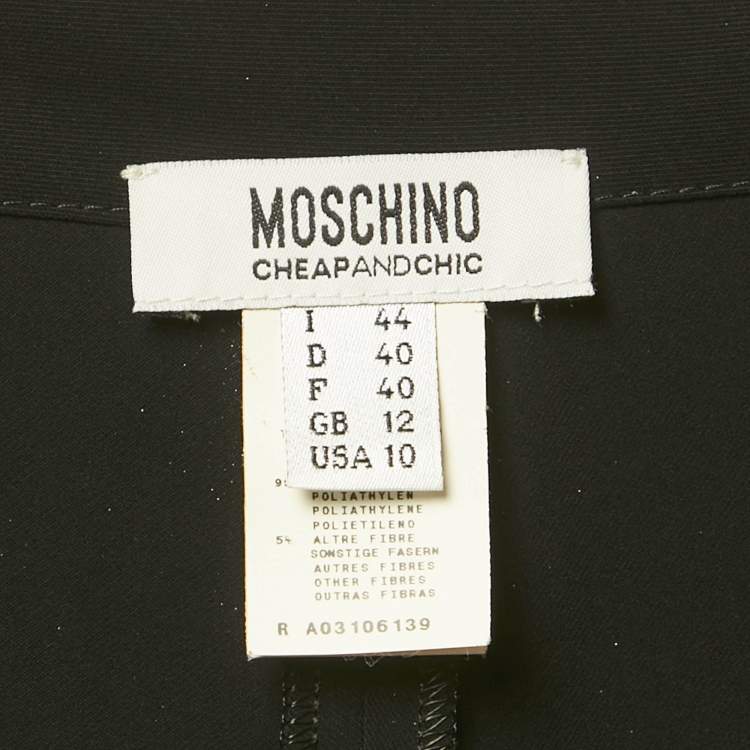 Pre Owned Moschino Cheap and Chic Black Crepe Ruche Detail Trousers XL