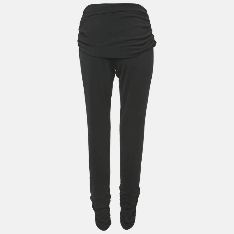Pre Owned Moschino Cheap and Chic Black Crepe Ruche Detail Trousers XL