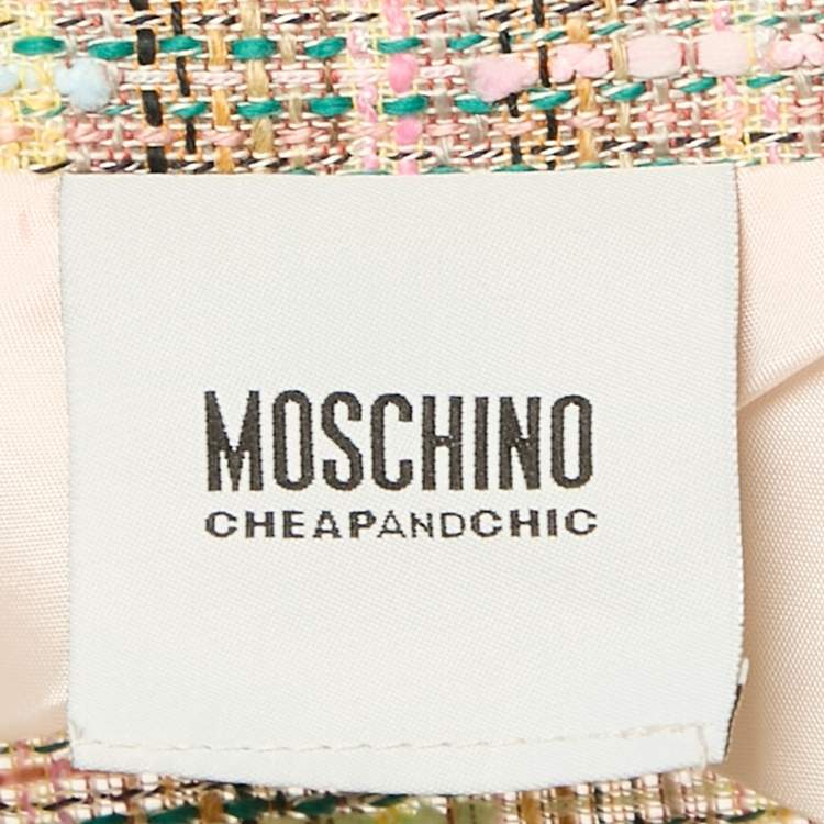 Pre Owned Moschino Cheap and Chic Multicolor Tweed Short Sleeve Jacket L