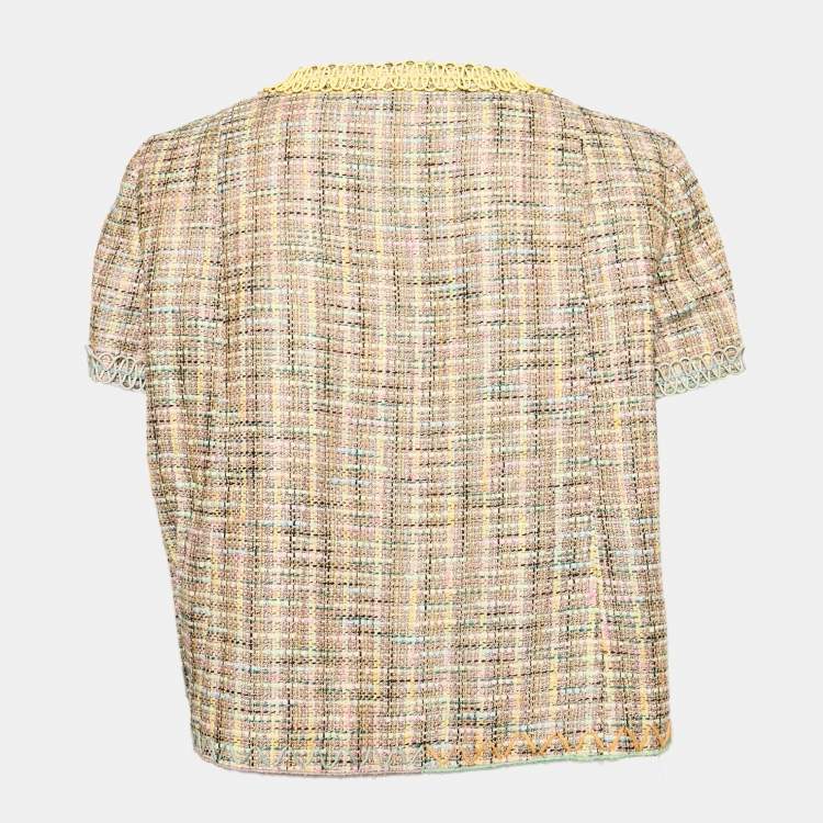 Pre Owned Moschino Cheap and Chic Multicolor Tweed Short Sleeve Jacket L