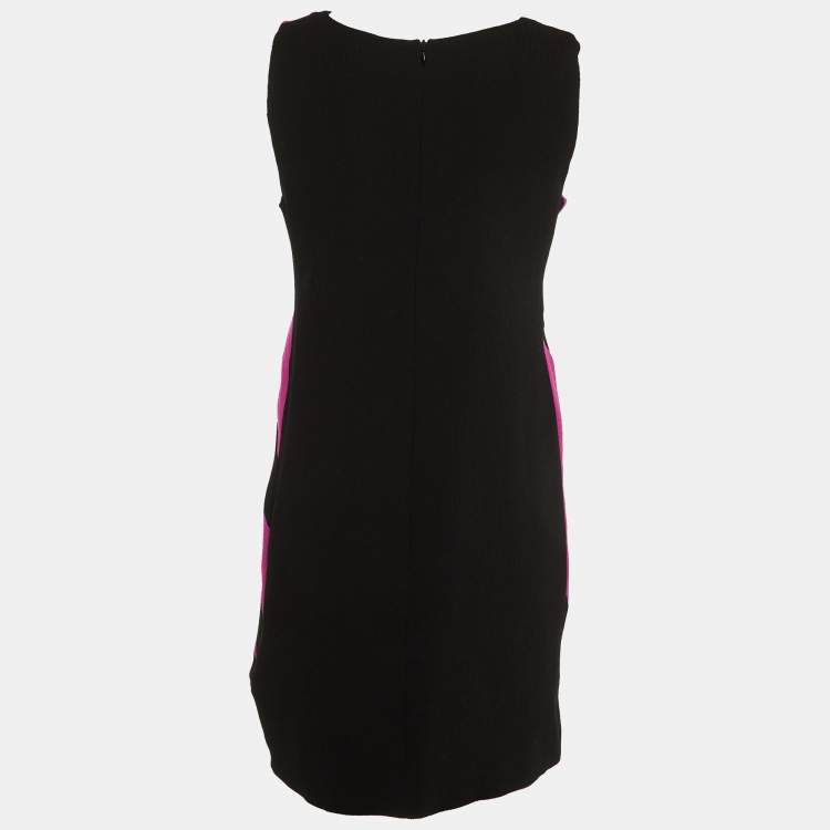 Pre Owned Moschino Cheap and Chic Black & Pink Paneled Wool Sleeveless Mini Dress M
