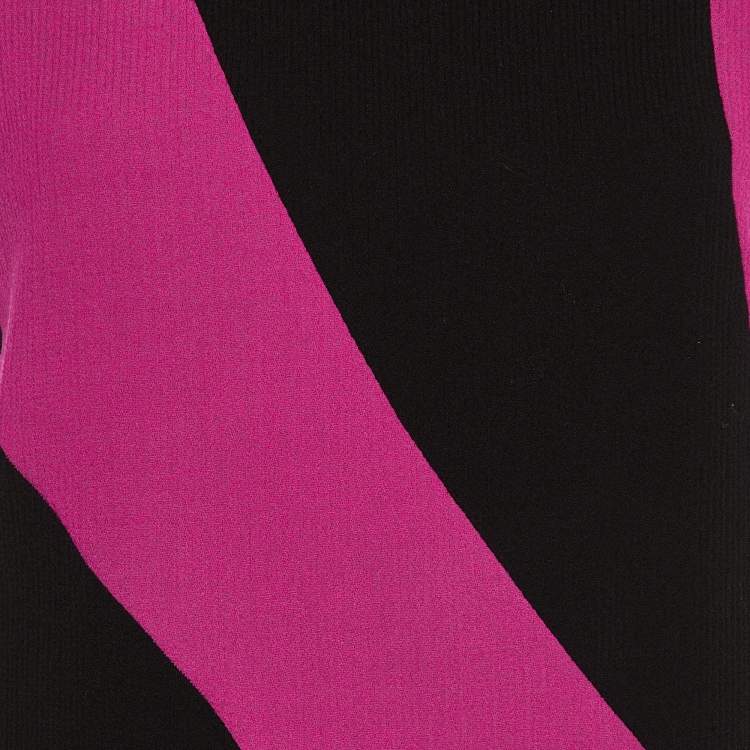 Pre Owned Moschino Cheap and Chic Black & Pink Paneled Wool Sleeveless Mini Dress M