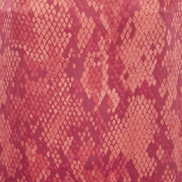 Pre Owned Moschino Cheap and Chic Red Printed Satin Sleeveless Short Dress L