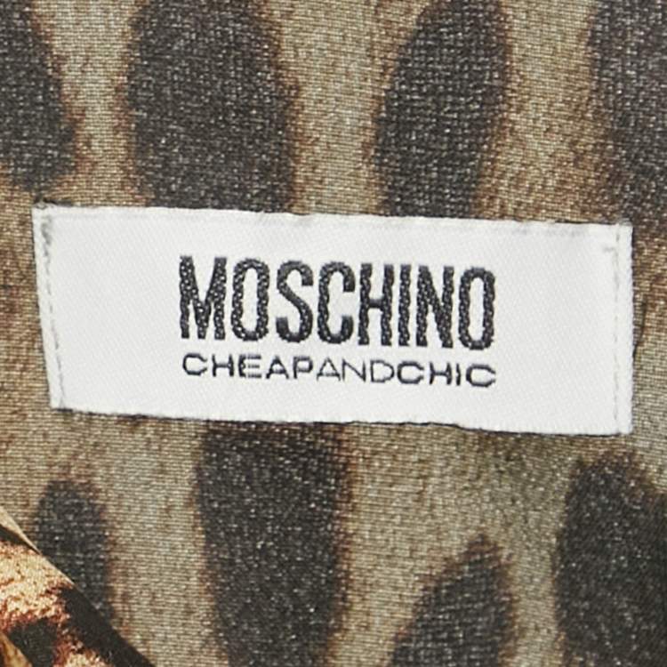 Pre Owned Moschino Cheap and Chic Brown Leopard Print Pleated Short Dress S