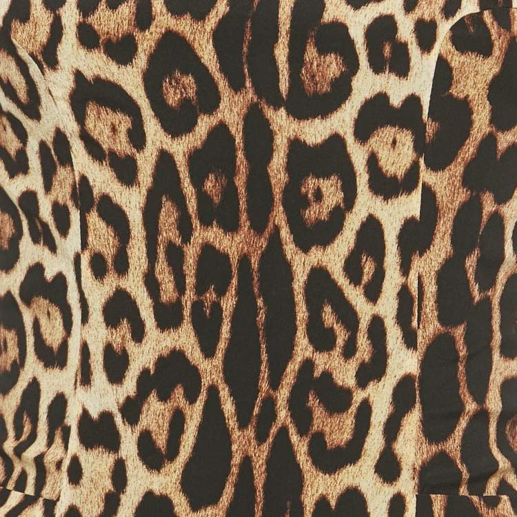 Pre Owned Moschino Cheap and Chic Brown Leopard Print Pleated Short Dress S