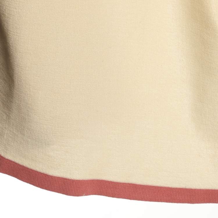 Pre Owned Moschino Cheap and Chic Cream Wool Knit Zip Sweater M