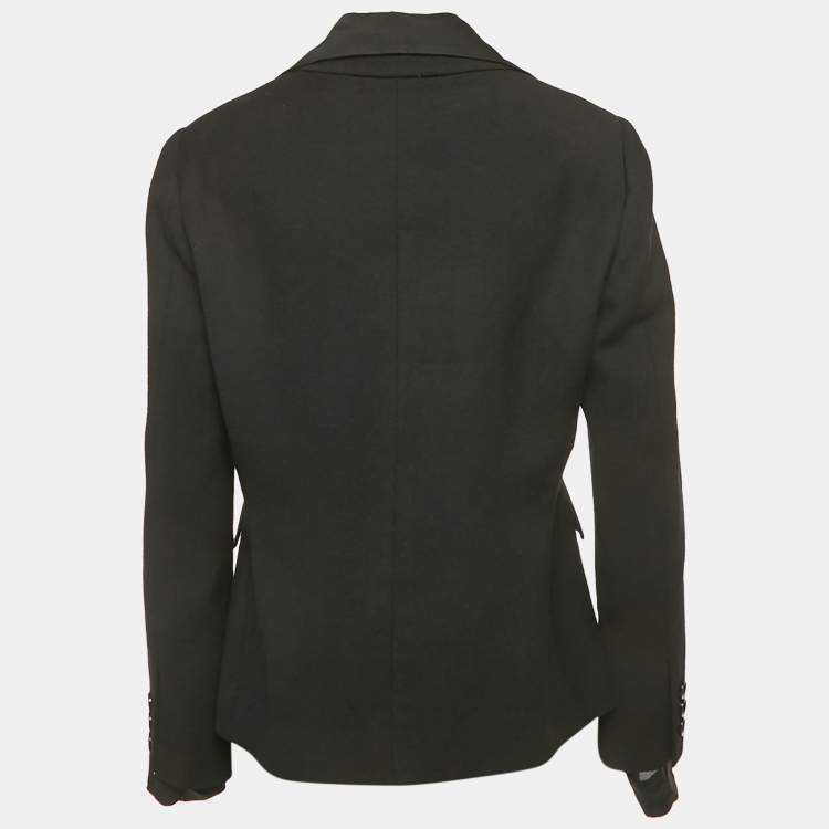 Pre Owned Moschino Cheap and Chic Black Crepe Detachable Collar Blazer L 
