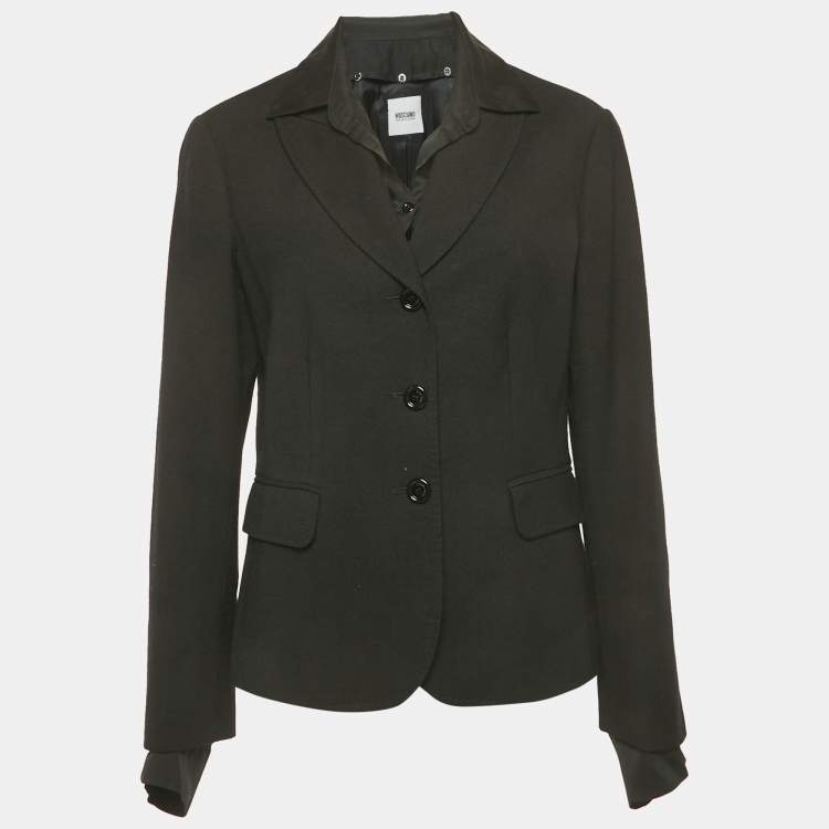 Pre Owned Moschino Cheap and Chic Black Crepe Detachable Collar Blazer L 