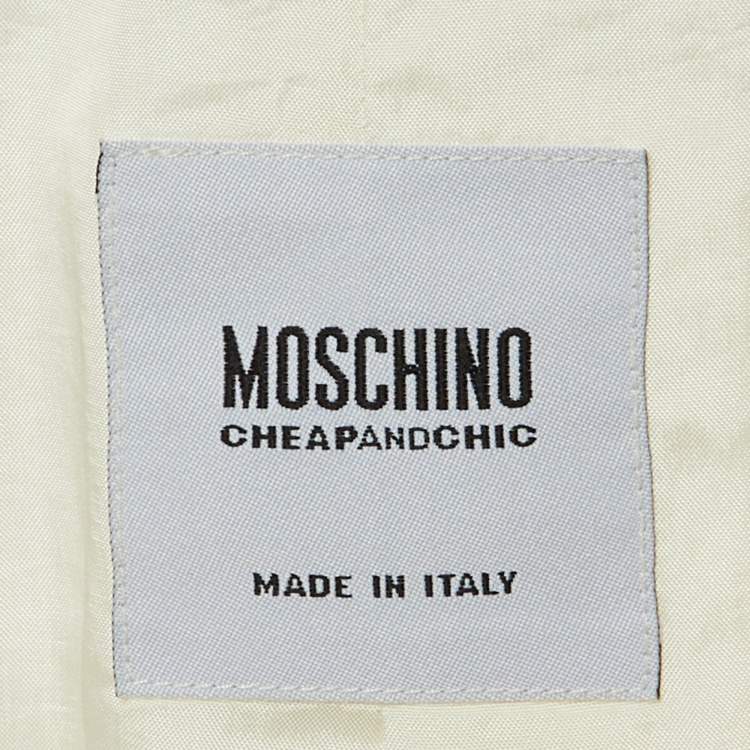 Pre Owned Moschino Cheap and Chic White /Black Cotton Bow Detail Jacket L