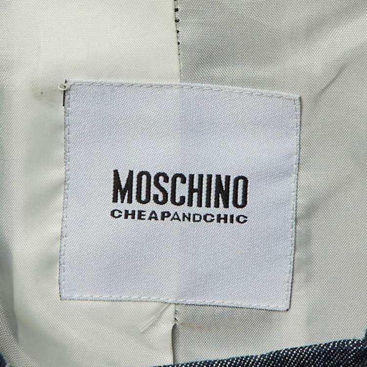 Pre Owned Moschino Cheap and Chic Blue Denim Double Breasted Jacket L
