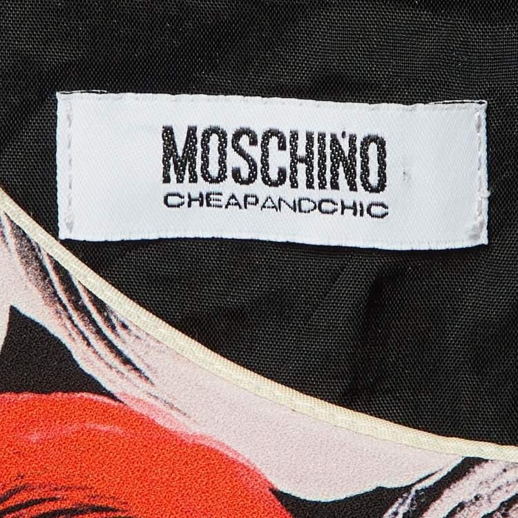 مملوكة مسبقًا Moschino Cheap and Chic Multicolor Leopard Rose Print Crepe Shift Dress M