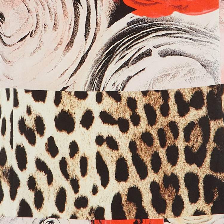 مملوكة مسبقًا Moschino Cheap and Chic Multicolor Leopard Rose Print Crepe Shift Dress M