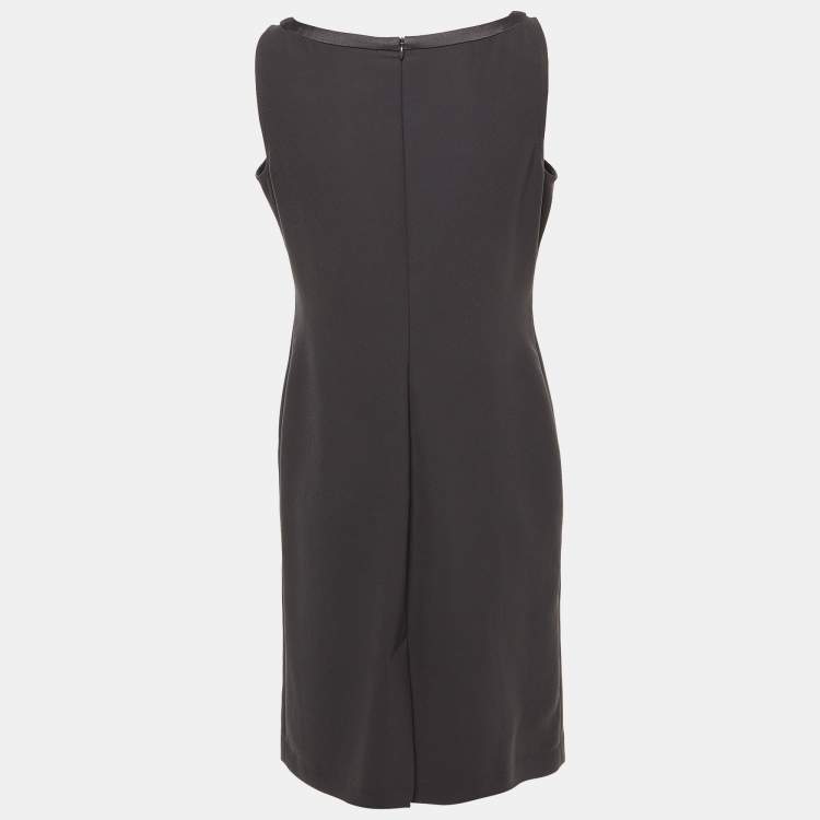 Pre Owned Moschino Cheap and Chic Black Crepe Flower Brooch Detail Mini Dress M