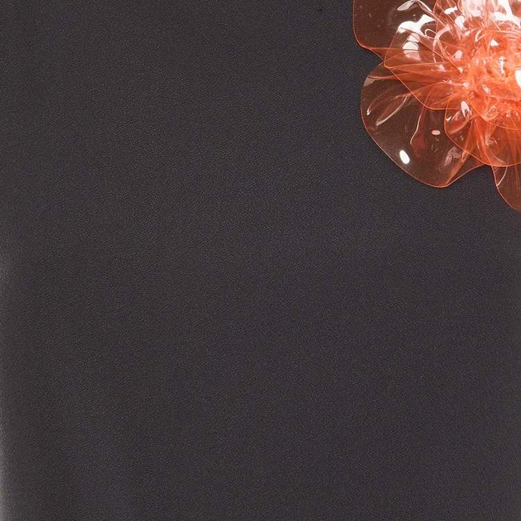 Pre Owned Moschino Cheap and Chic Black Crepe Flower Brooch Detail Mini Dress M