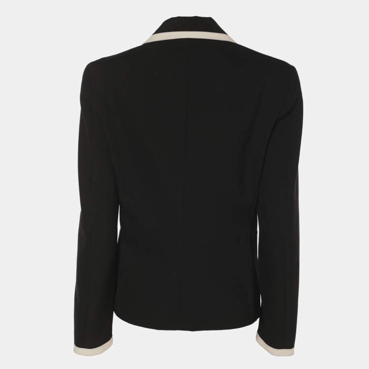 Pre Owned Moschino Cheap and Chic Black/White Wool Blend Blazer M