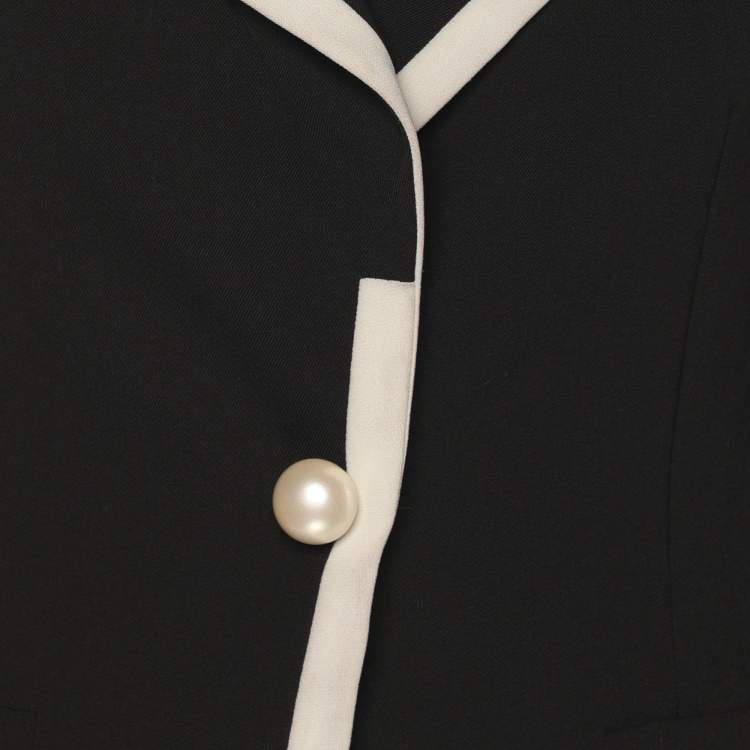 Pre Owned Moschino Cheap and Chic Black/White Wool Blend Blazer M