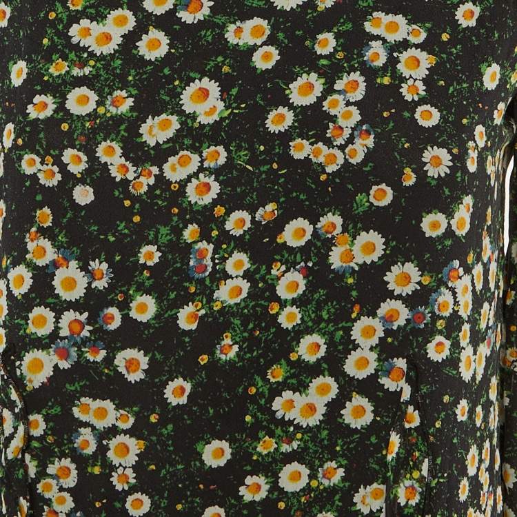 Pre Owned Moschino Cheap and Chic Black Floral Print Crepe Flounced Hem Dress M