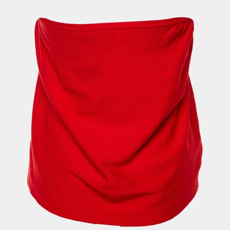 Pre Owned Moschino Cheap and Chic Red Bow Wool Knit Strapless Top M