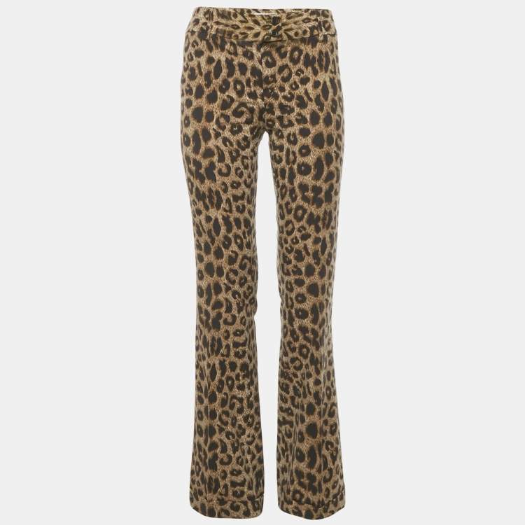 Pre Owned Moschino Cheap and Chic Brown Animal Printed Wool Pants S
