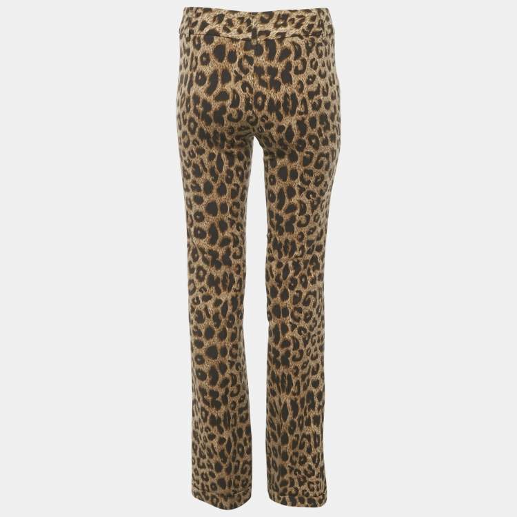 Pre Owned Moschino Cheap and Chic Brown Animal Printed Wool Pants S