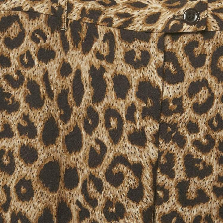 Pre Owned Moschino Cheap and Chic Brown Animal Printed Wool Pants S