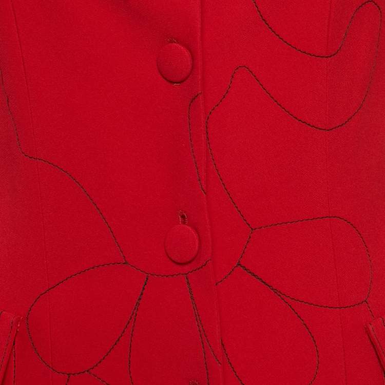 Pre Owned Moschino Cheap and Chic Red Embroidered Crepe Blazer M
