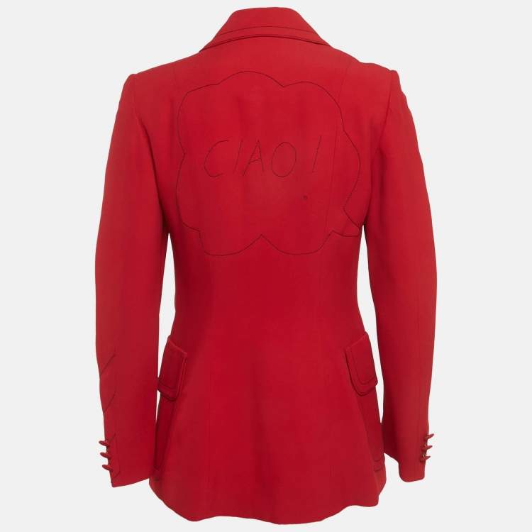 Pre Owned Moschino Cheap and Chic Red Embroidered Crepe Blazer M