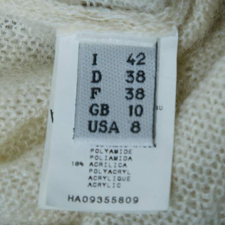 Pre Owned Moschino Cheap and Chic White Beaded Mohair Shirt Sleeve Sweater M