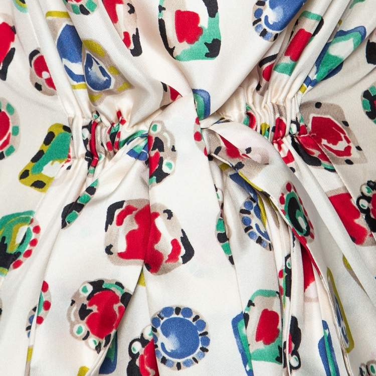 Pre Owned Moschino Cheap And Chic Cream Jewel Print Silk Dress M