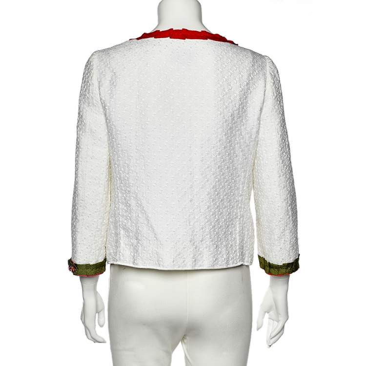 Pre Owned Moschino Cheap And Chic White Cotton Blend Crystal Embellished Button Front Jacket M