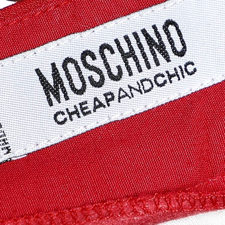 Pre Owned Moschino Cheap and Chic White Cotton Contrast Trim Palazzo Pants M