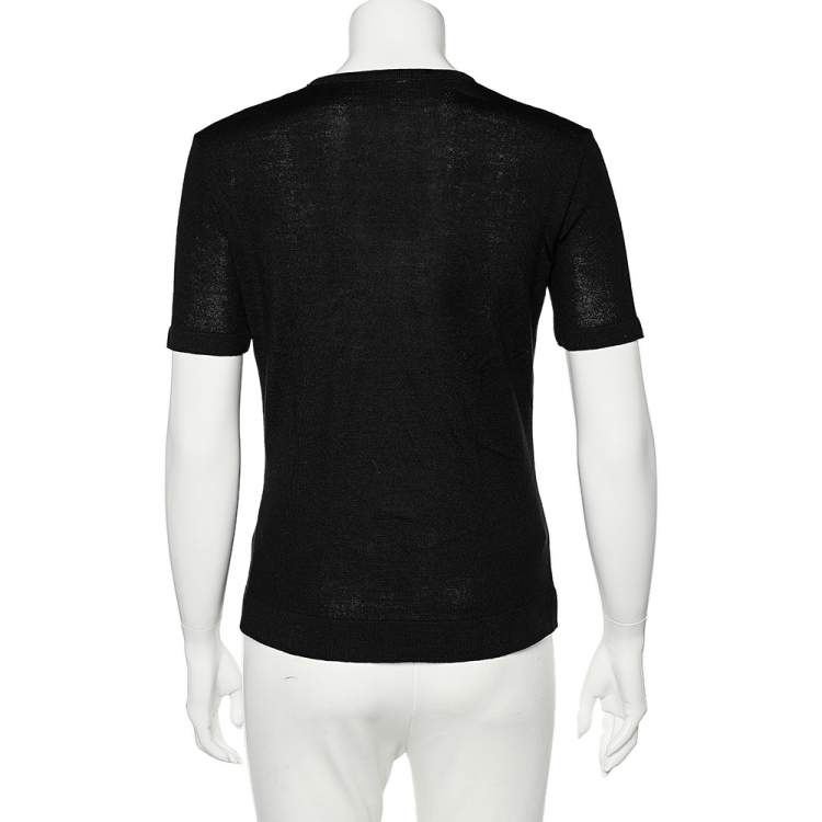 Pre Owned Moschino Cheap and Chic Black Logo Printed Knit T-Shirt M