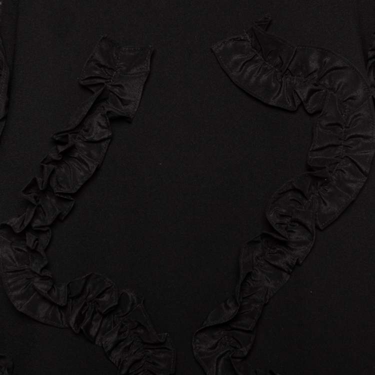Pre Owned Moschino Cheap and Chic Black Crepe Ruffled Trim Detailed Short Dress M