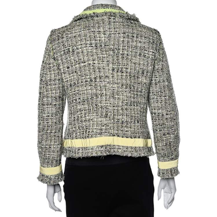 Pre Owned Moschino Cheap and Chic Multicolor Tweed Button Front Jacket L
