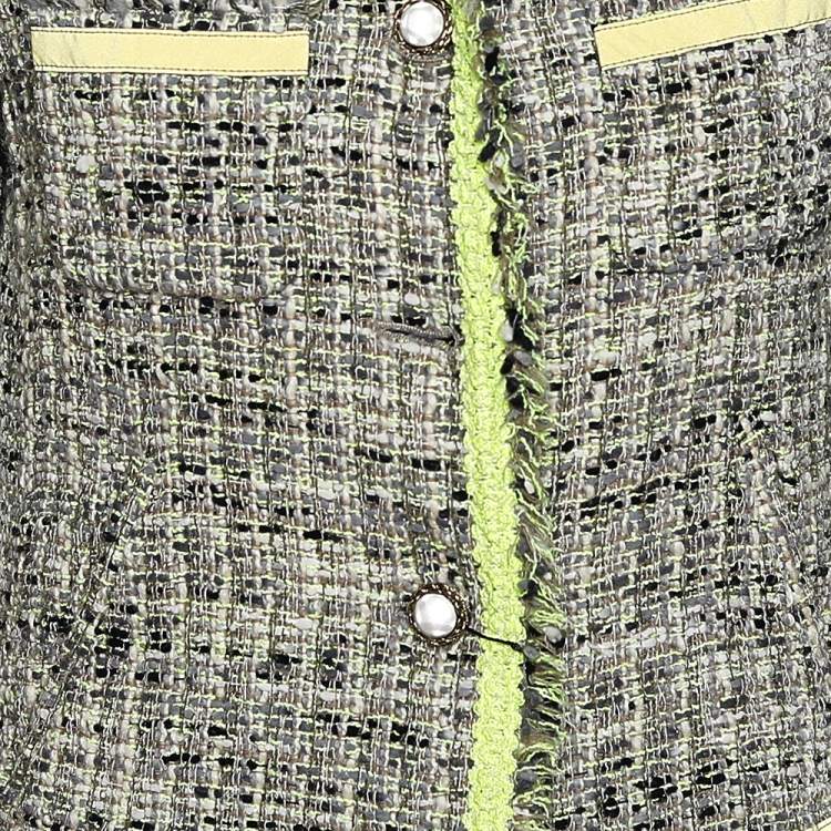 Pre Owned Moschino Cheap and Chic Multicolor Tweed Button Front Jacket L