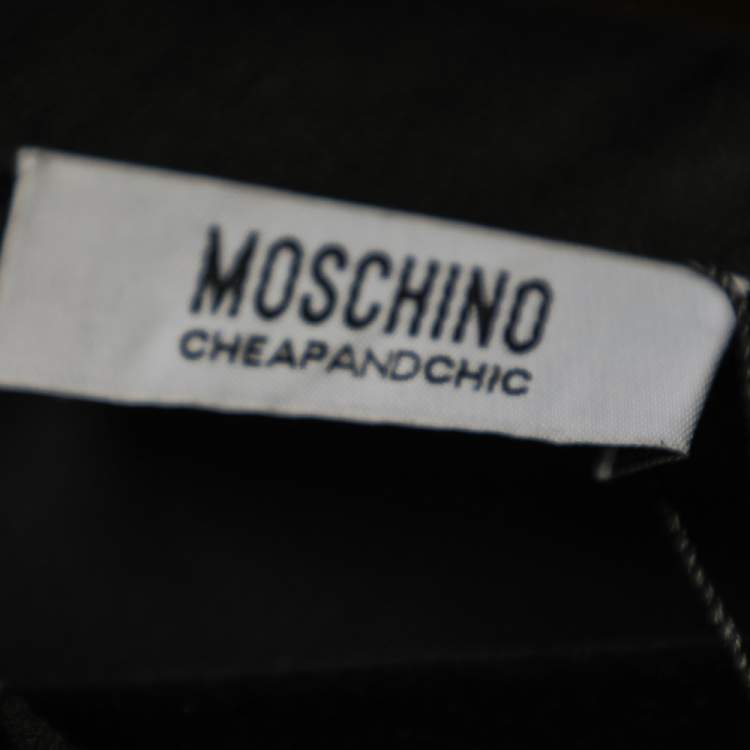 Pre Owned Moschino Cheap and Chic Black Silk & Lace Sleeve Midi Dress M