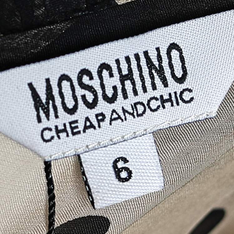 Pre Owned Moschino Cheap and Chic Black & Cream Polka Doted Silk Blouse M 