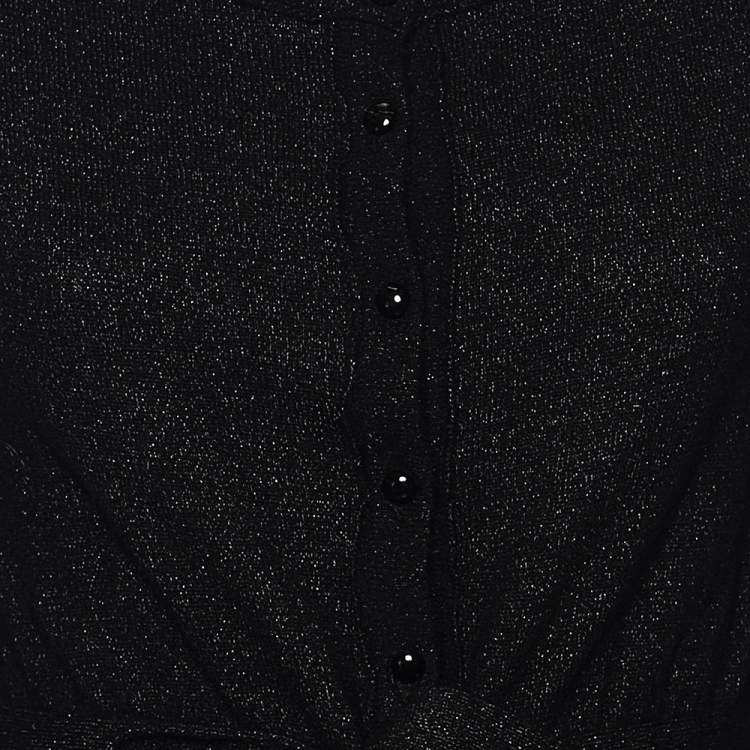 Pre Owned Moschino Cheap and Chic Black Lurex Knit Button Front Cardigan M