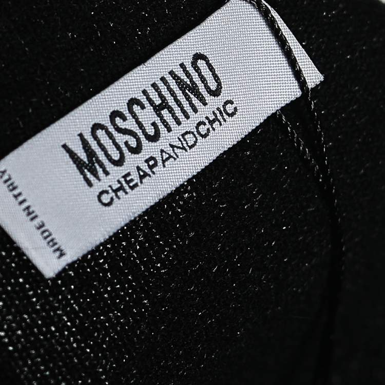 Pre Owned Moschino Cheap and Chic Black Lurex Knit Button Front Cardigan M