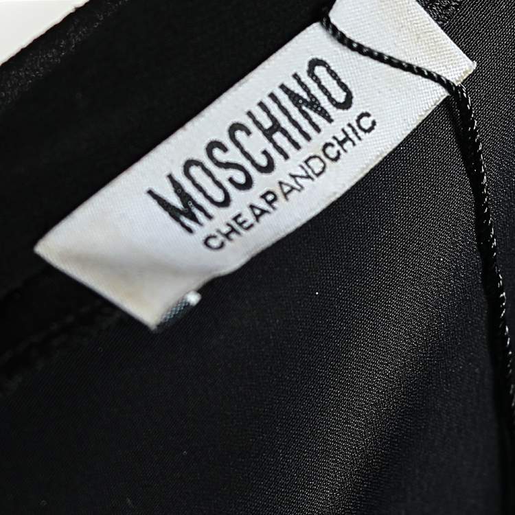 Pre Owned Moschino Cheap and Chic Black Chiffon & Lace Sleeve Midi Dress S