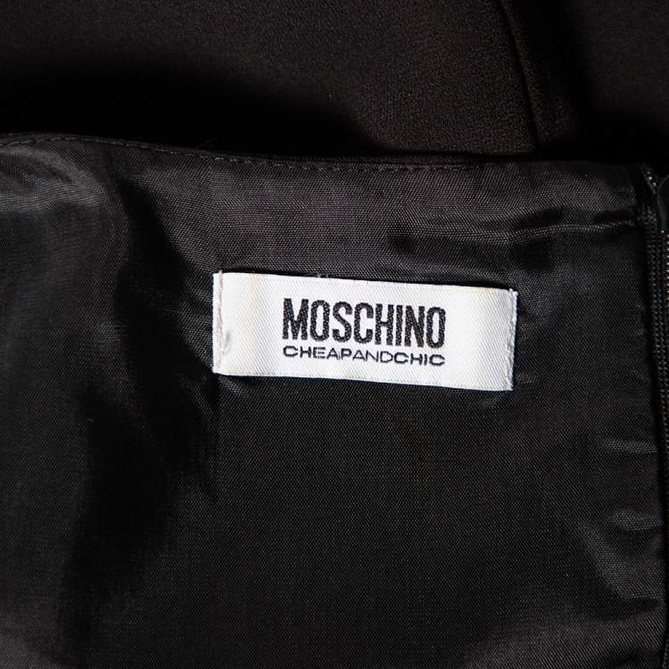 Pre Owned Moschino Cheap and Chic Black Crepe Pleated Piano Dress L