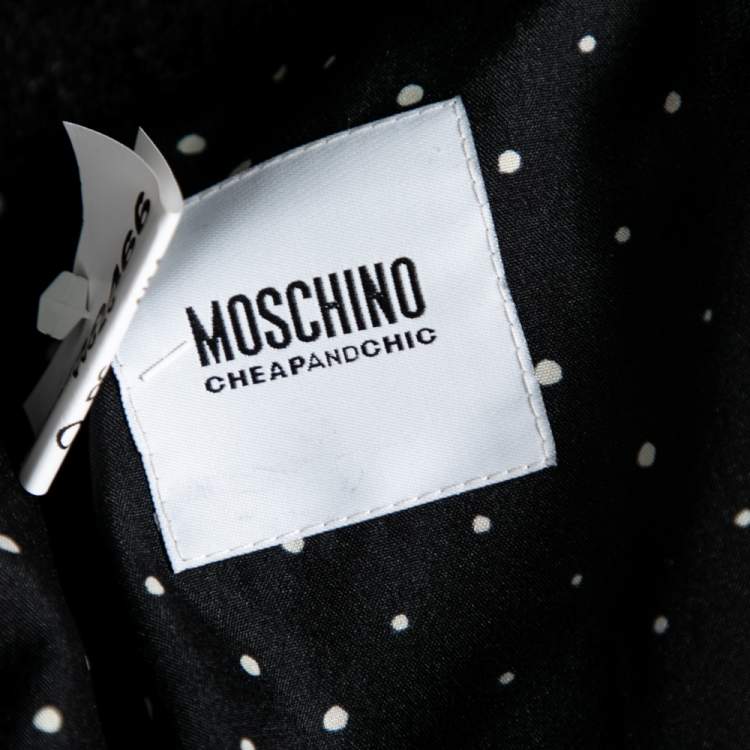Pre Owned Moschino Cheap and Chic Black Textured Wool Chain Trim Detailed Jacket M