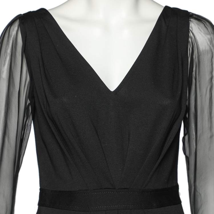 Pre Owned Moschino Cheap and Chic Black Knit Draped Midi Dress M