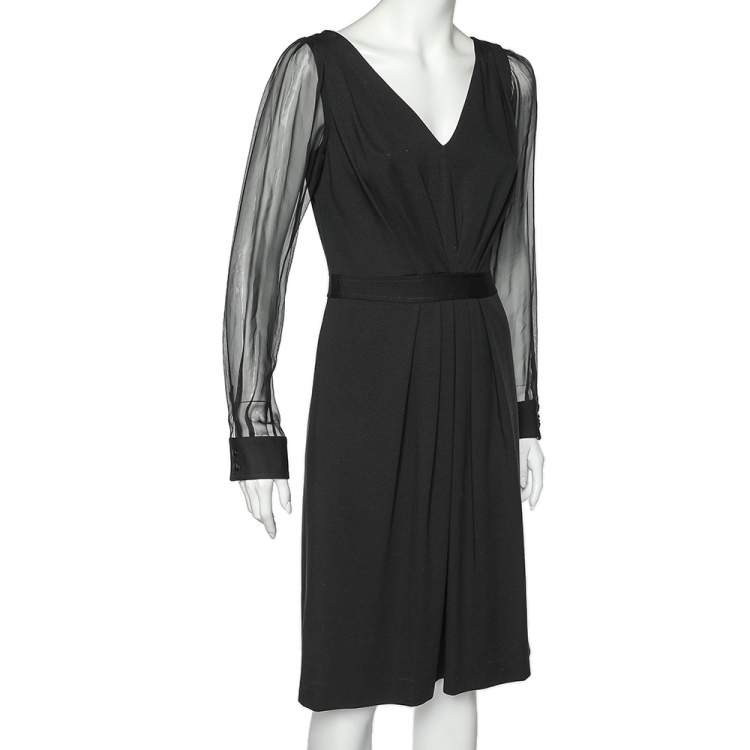 Pre Owned Moschino Cheap and Chic Black Knit Draped Midi Dress M