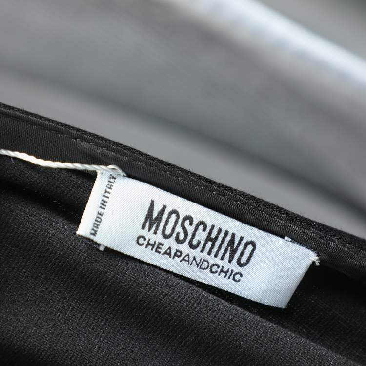 Pre Owned Moschino Cheap and Chic Black Knit Draped Midi Dress M