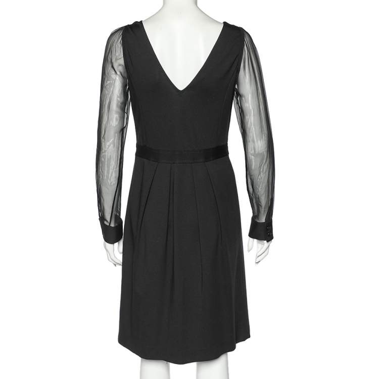 Pre Owned Moschino Cheap and Chic Black Knit Draped Midi Dress M