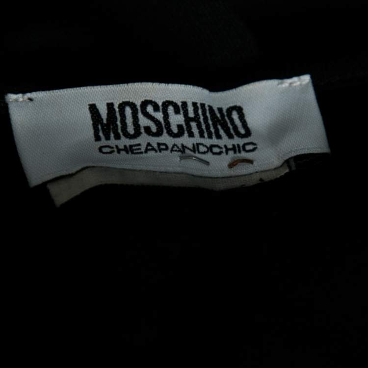 Pre Owned Moschino Cheap and Chic Black Jersey Sewing Machine Appliqued T-Shirt S